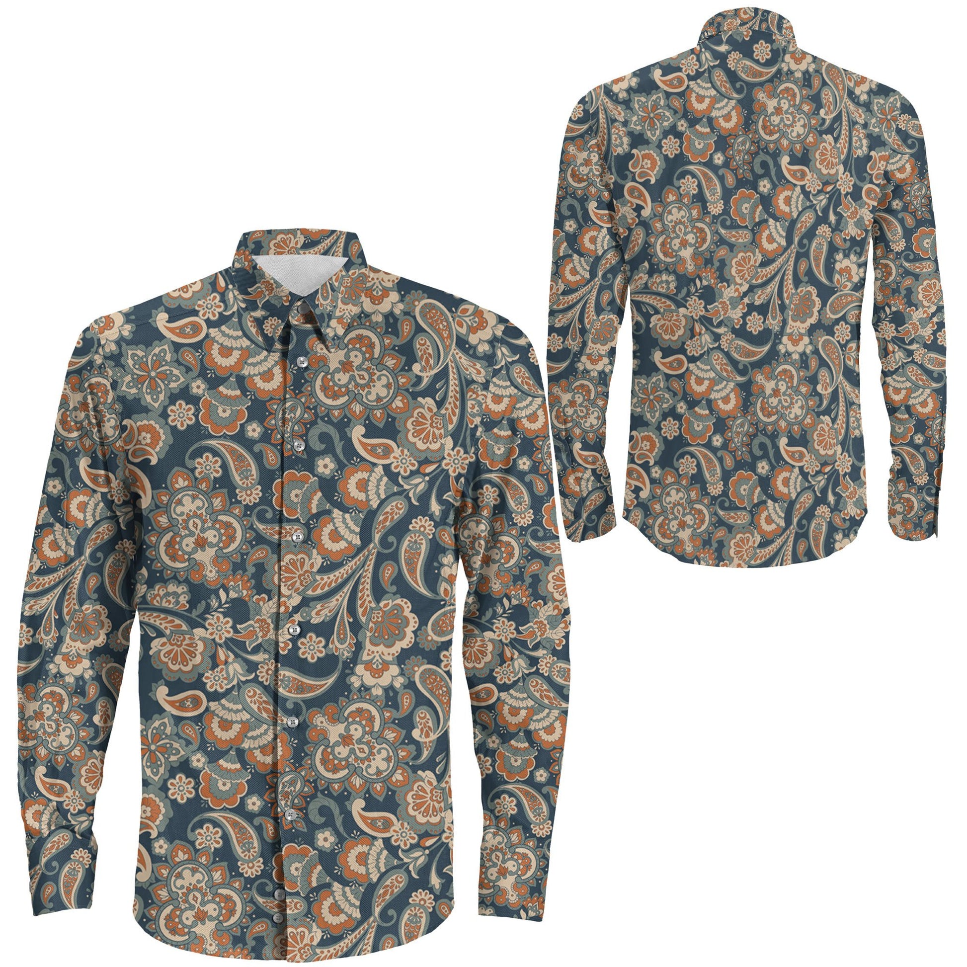 Shirt Floral Seamless Long Sleeve Button Shirt