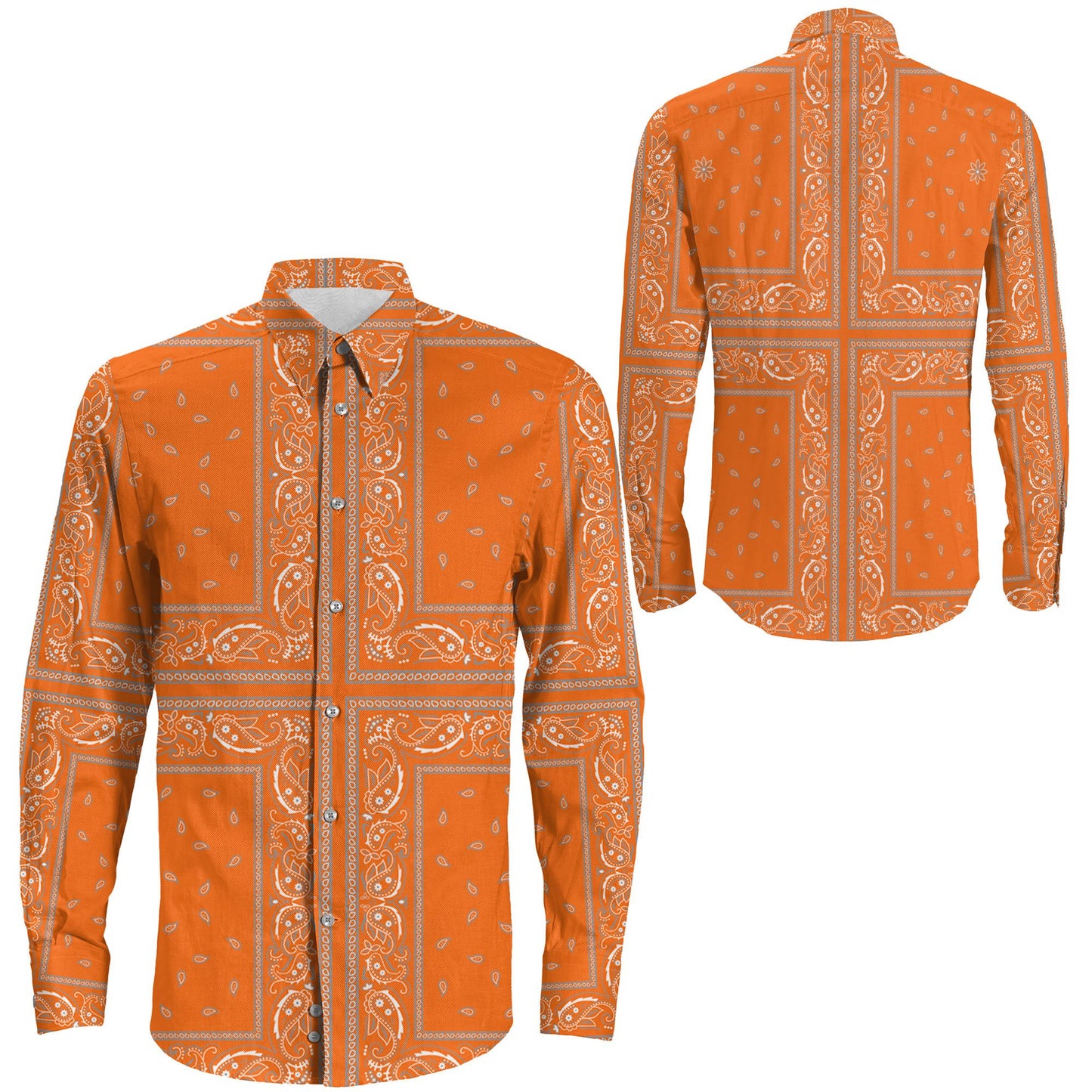 Shirt Paisley Bandana 4 Piece Orange Long Sleeve Button Shirt