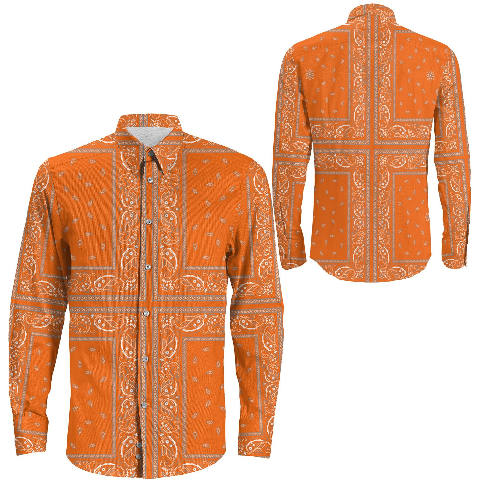 Shirt Paisley Bandana 4 Piece Orange Long Sleeve Button Shirt