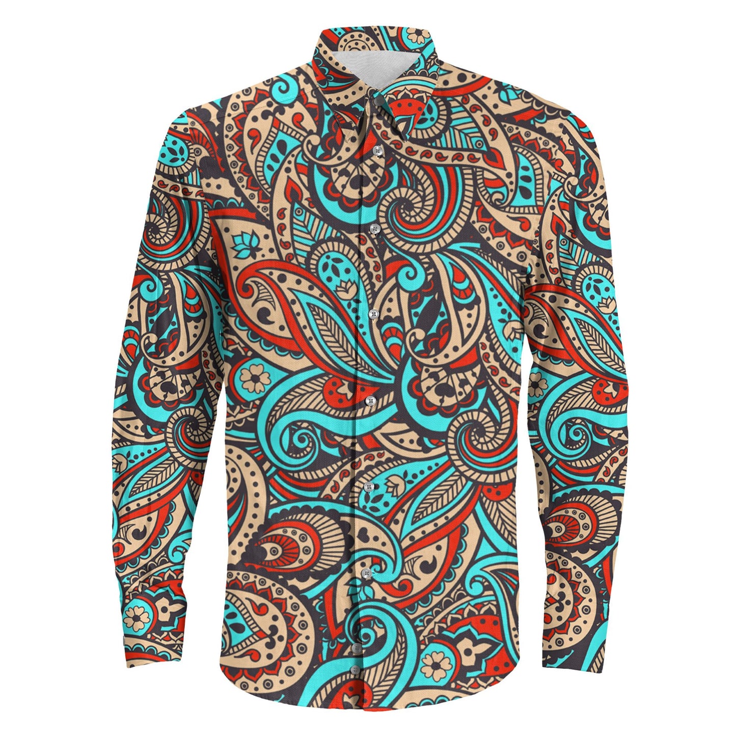 Shirt Paisley Pattern Long Sleeve Button Shirt