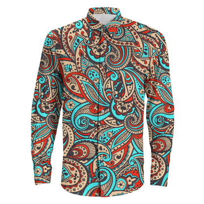 Shirt Paisley Pattern Long Sleeve Button Shirt