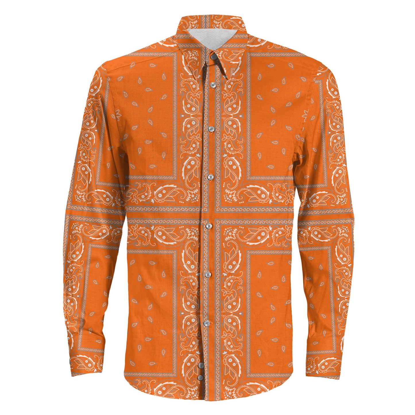 Shirt Paisley Bandana 4 Piece Orange Long Sleeve Button Shirt