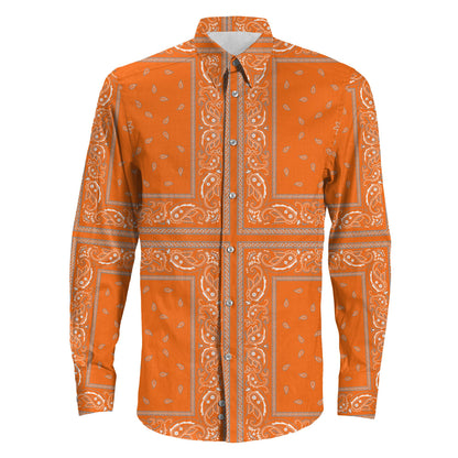 Shirt Paisley Bandana 4 Piece Orange Long Sleeve Button Shirt