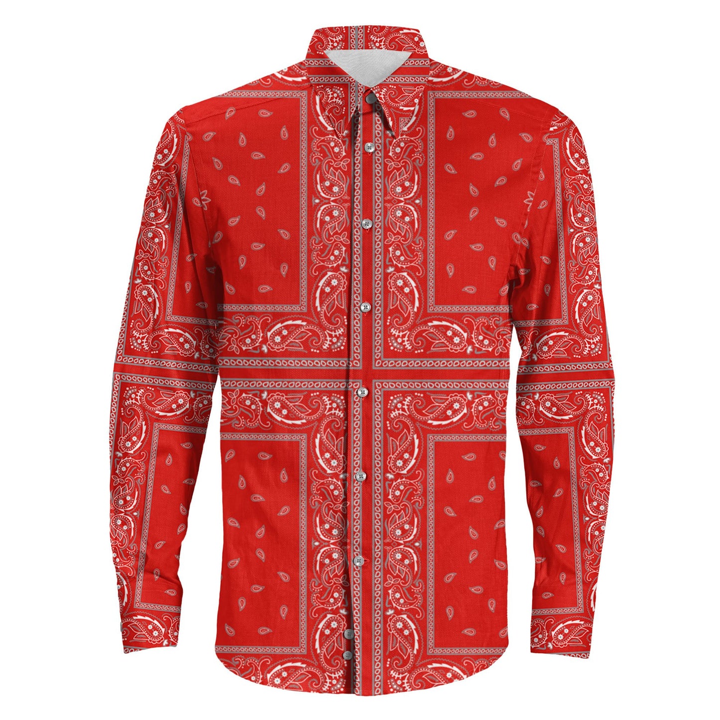 Shirt Paisley Bandana 4 Piece Red Long Sleeve Button Shirt