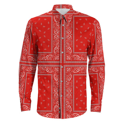 Shirt Paisley Bandana 4 Piece Red Long Sleeve Button Shirt