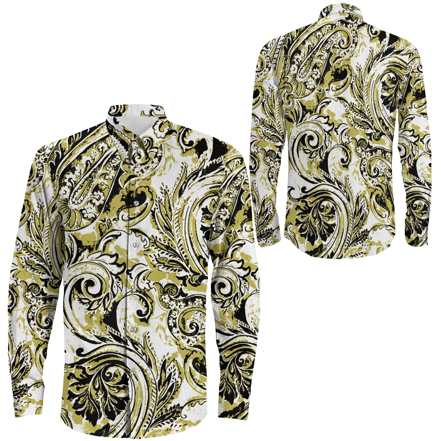 Shirt Watercolor Abstract Paisley Long Sleeve Button Shirt