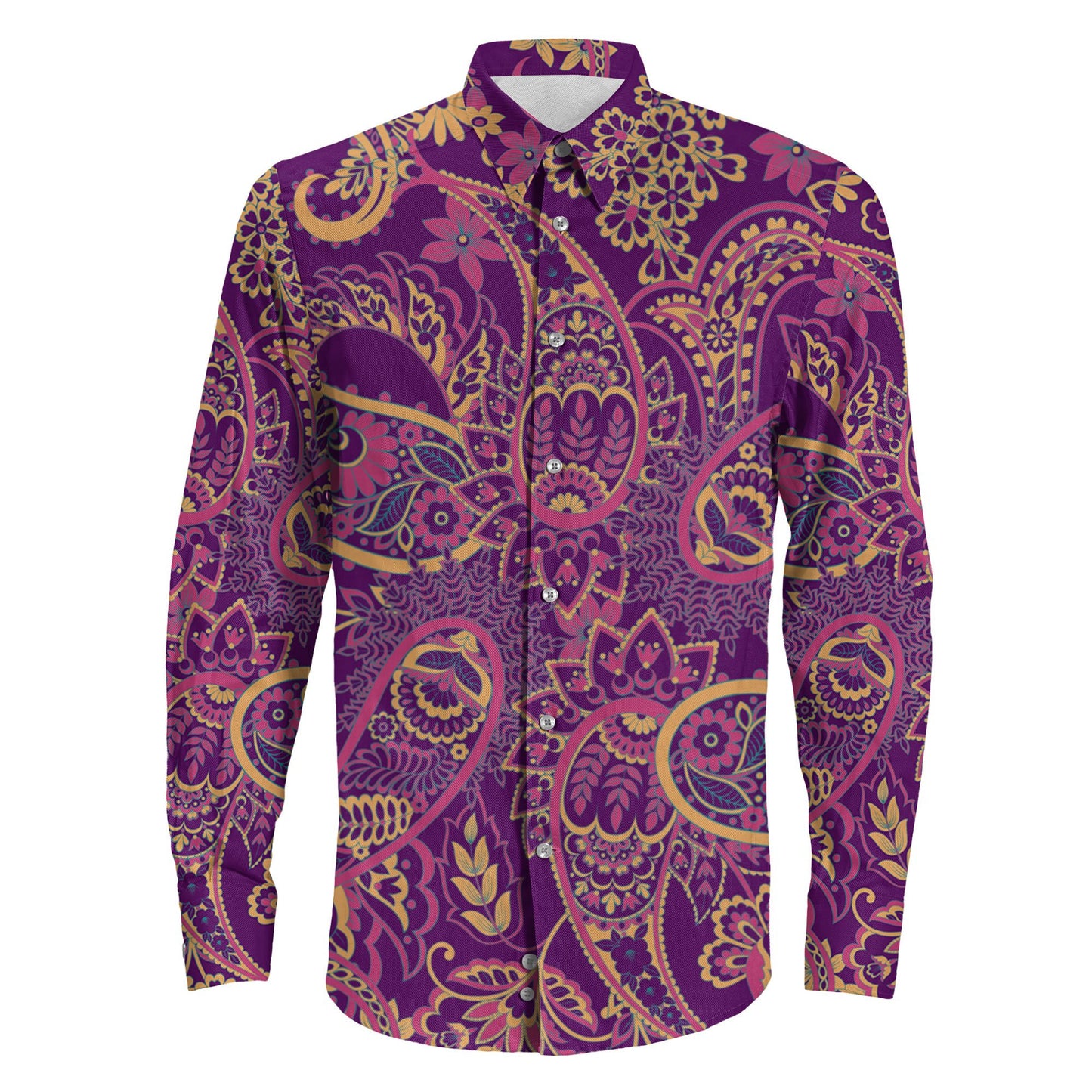 Shirt Fantasic Flower Bohemia Paisley Long Sleeve Button Shirt