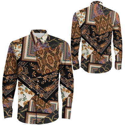 Shirt Seampless Paisley Floral Long Sleeve Button Shirt