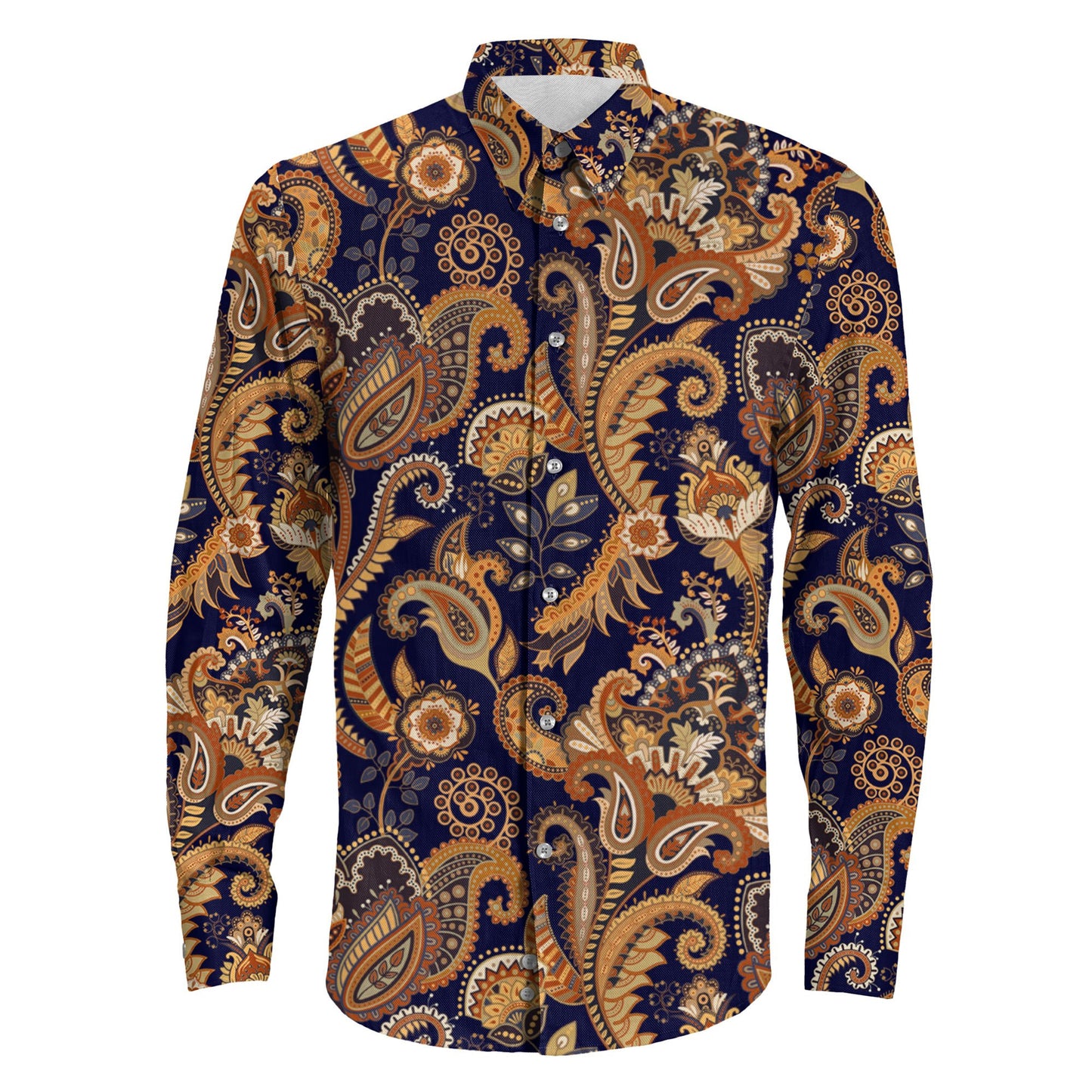 Shirt Indian Floral Paisley Long Sleeve Button Shirt