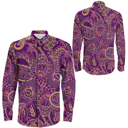 Shirt Fantasic Flower Bohemia Paisley Long Sleeve Button Shirt