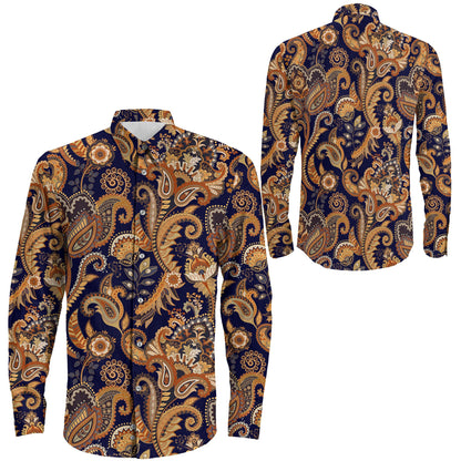 Shirt Indian Floral Paisley Long Sleeve Button Shirt