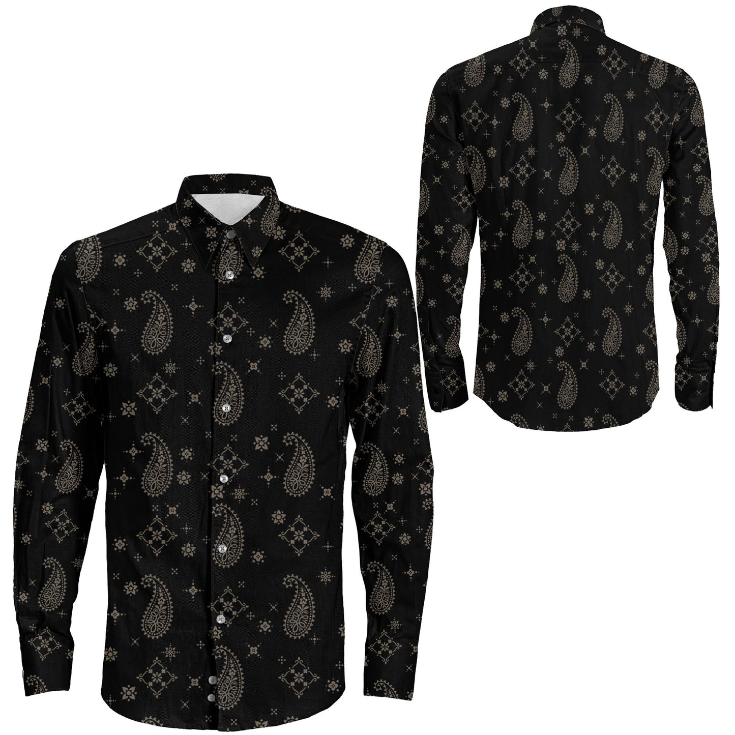 Shirt Paisley Bandana Print Long Sleeve Button Shirt