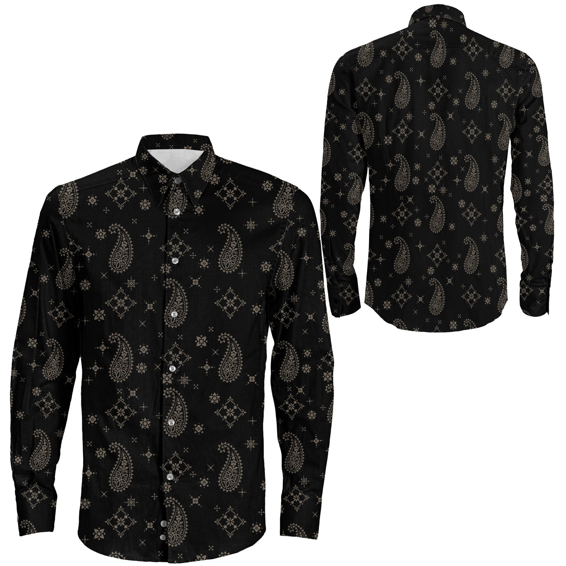 Shirt Paisley Bandana Print Long Sleeve Button Shirt