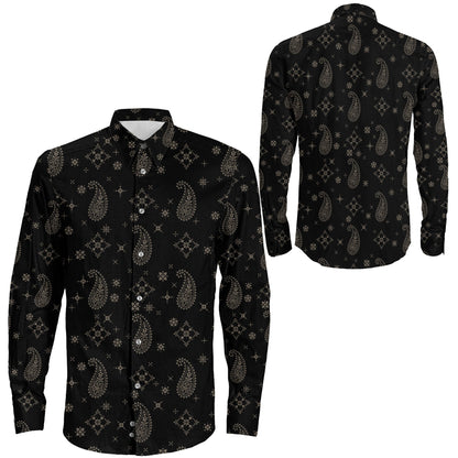 Shirt Paisley Bandana Print Long Sleeve Button Shirt