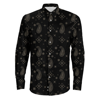 Shirt Paisley Bandana Print Long Sleeve Button Shirt