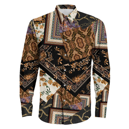 Shirt Seampless Paisley Floral Long Sleeve Button Shirt