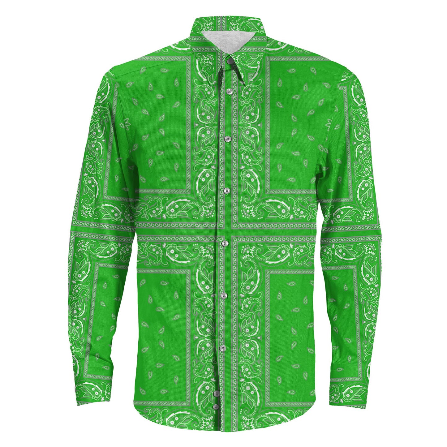 Shirt Paisley Bandana 4 Piece Green Long Sleeve Button Shirt