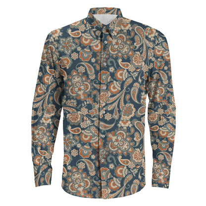 Shirt Floral Seamless Long Sleeve Button Shirt