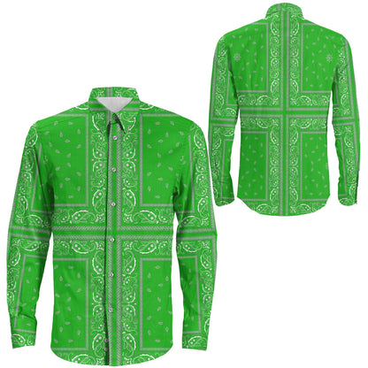Shirt Paisley Bandana 4 Piece Green Long Sleeve Button Shirt