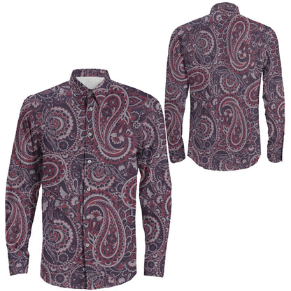 Shirt Damask Paisley Seamless Long Sleeve Button Shirt