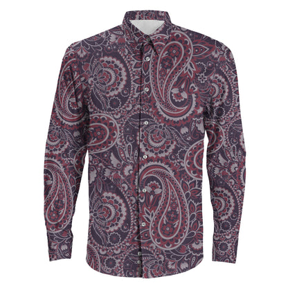Shirt Damask Paisley Seamless Long Sleeve Button Shirt