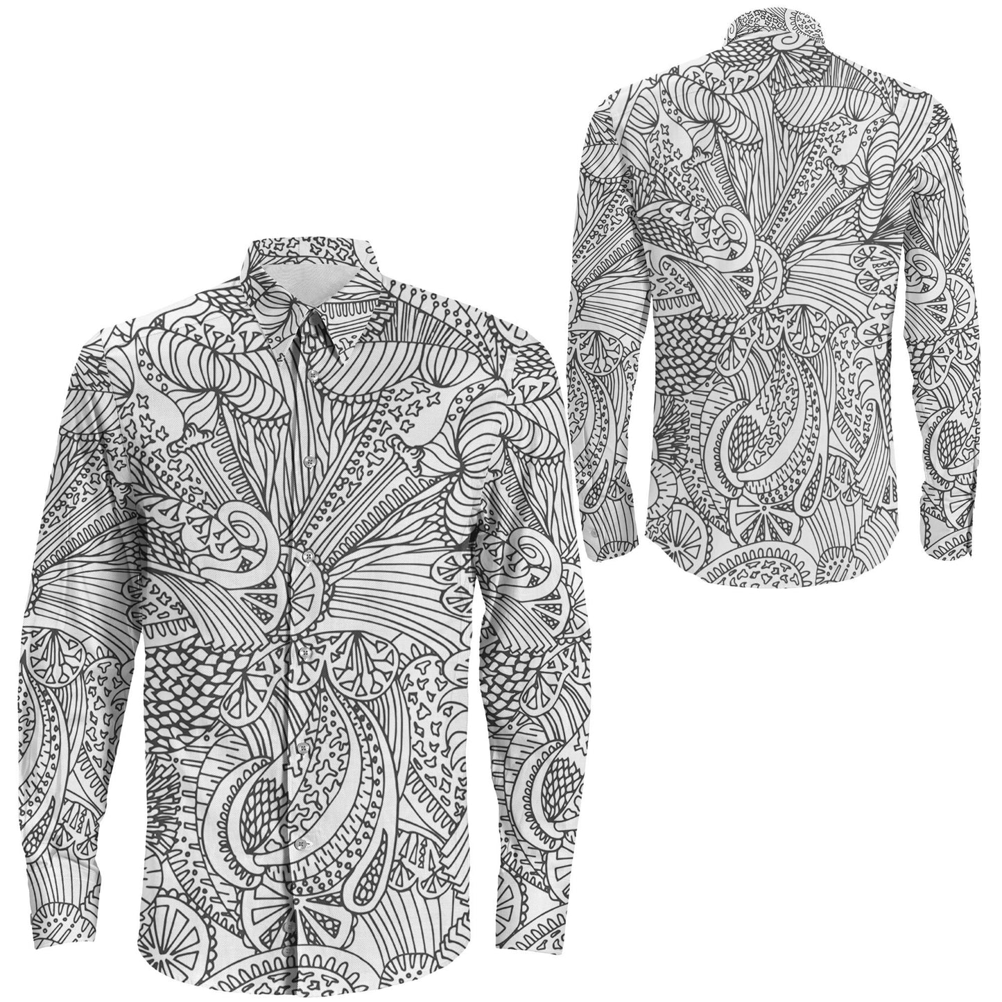 Shirt Abstract Seamless Pattern Tropic Fruit And Flowers Long Sleeve Button Shirt