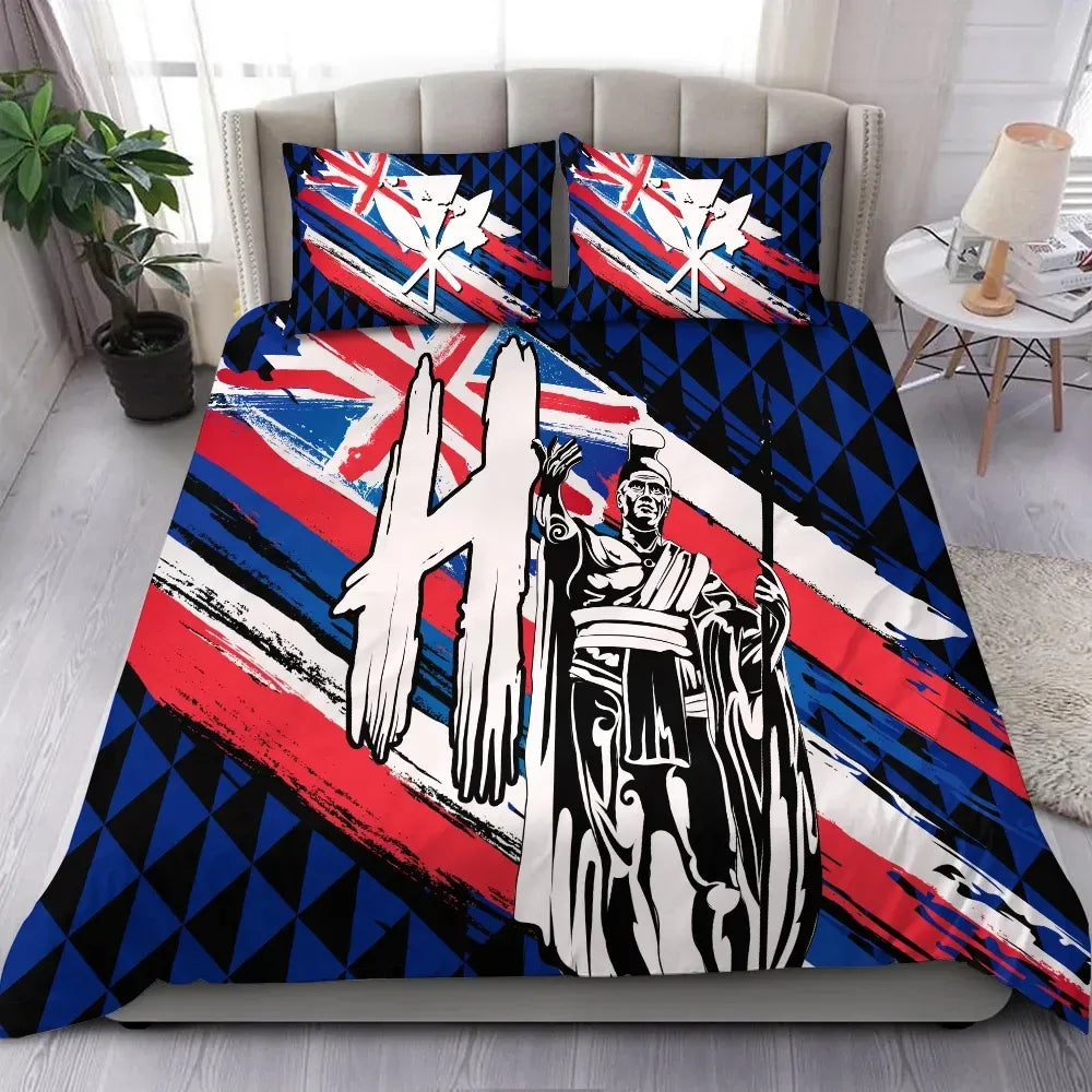 Polynesian Pride Home Set Hawaii King Flag Kanaka Map Polynesian Bedding Set Won Style
