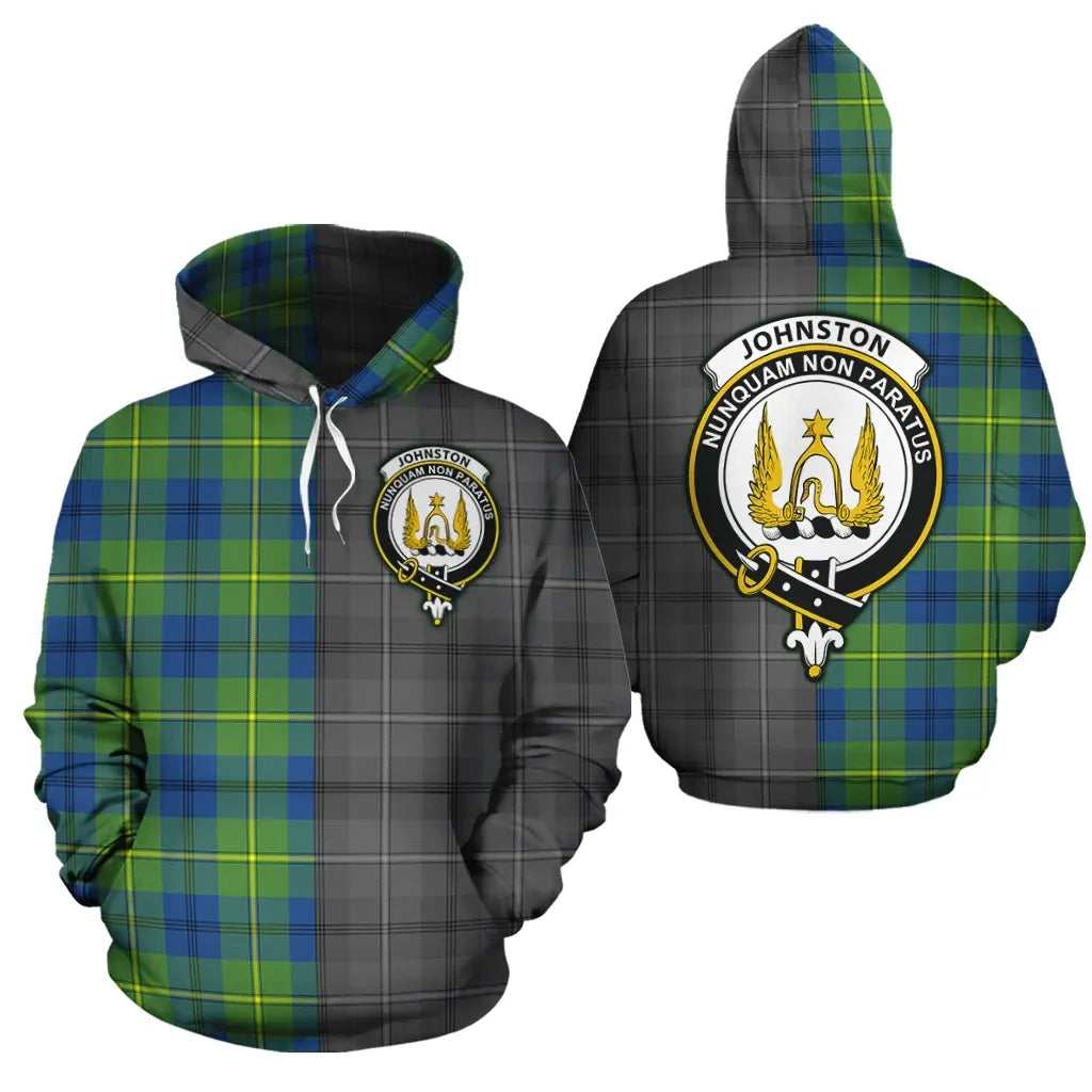 Printivon Johnston Ancient Clan Half Of Me New Version Crest Tartan Hoodie