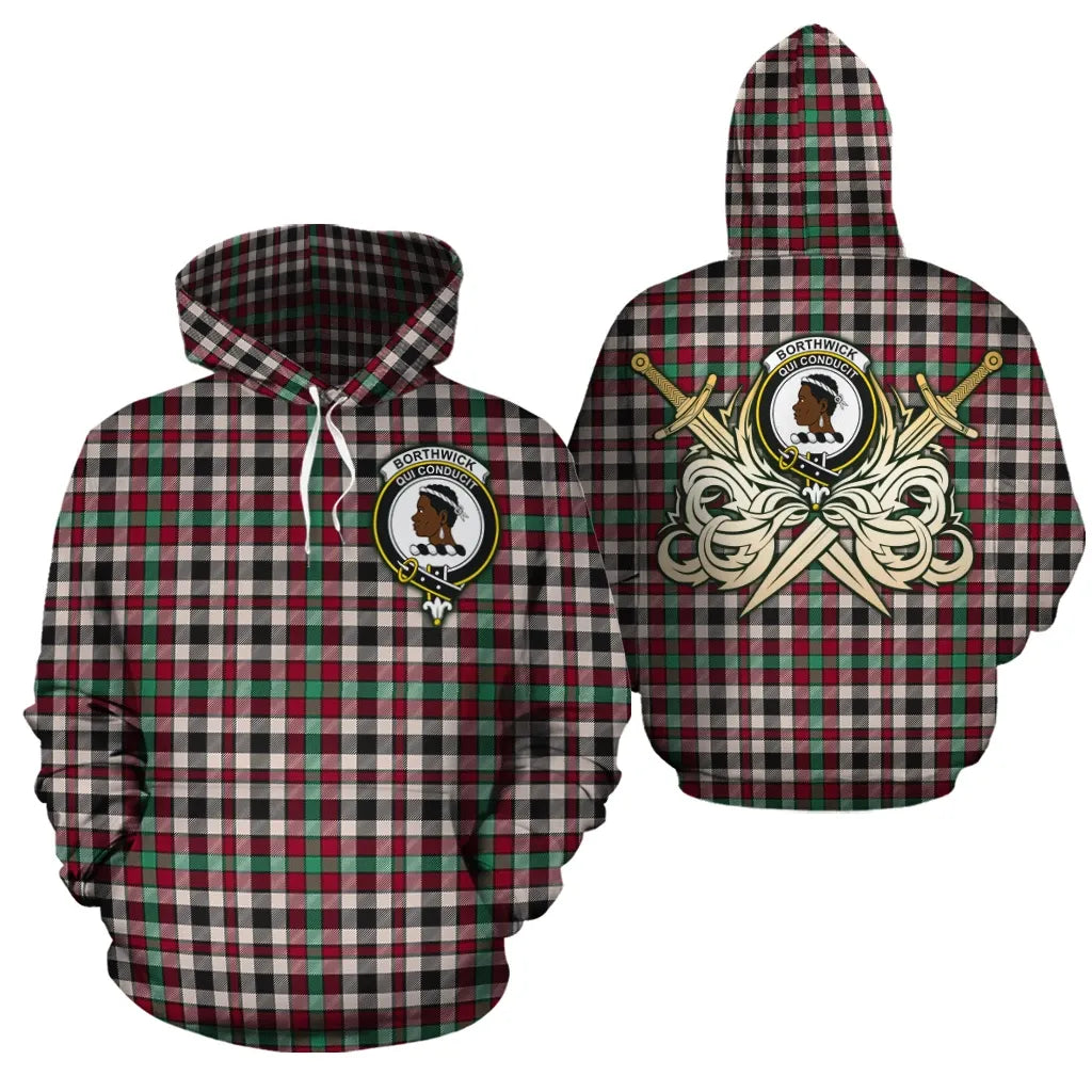 Printivon Borthwick Dress Ancient Clan Crest Tartan Scottish Gold Thistle Hoodie