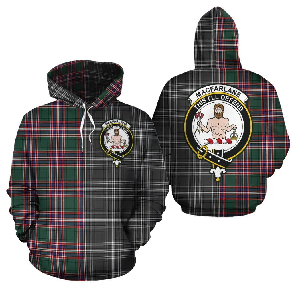 Printivon Macfarlane Hunting Modern Clan Half Of Me New Version Crest Tartan Hoodie