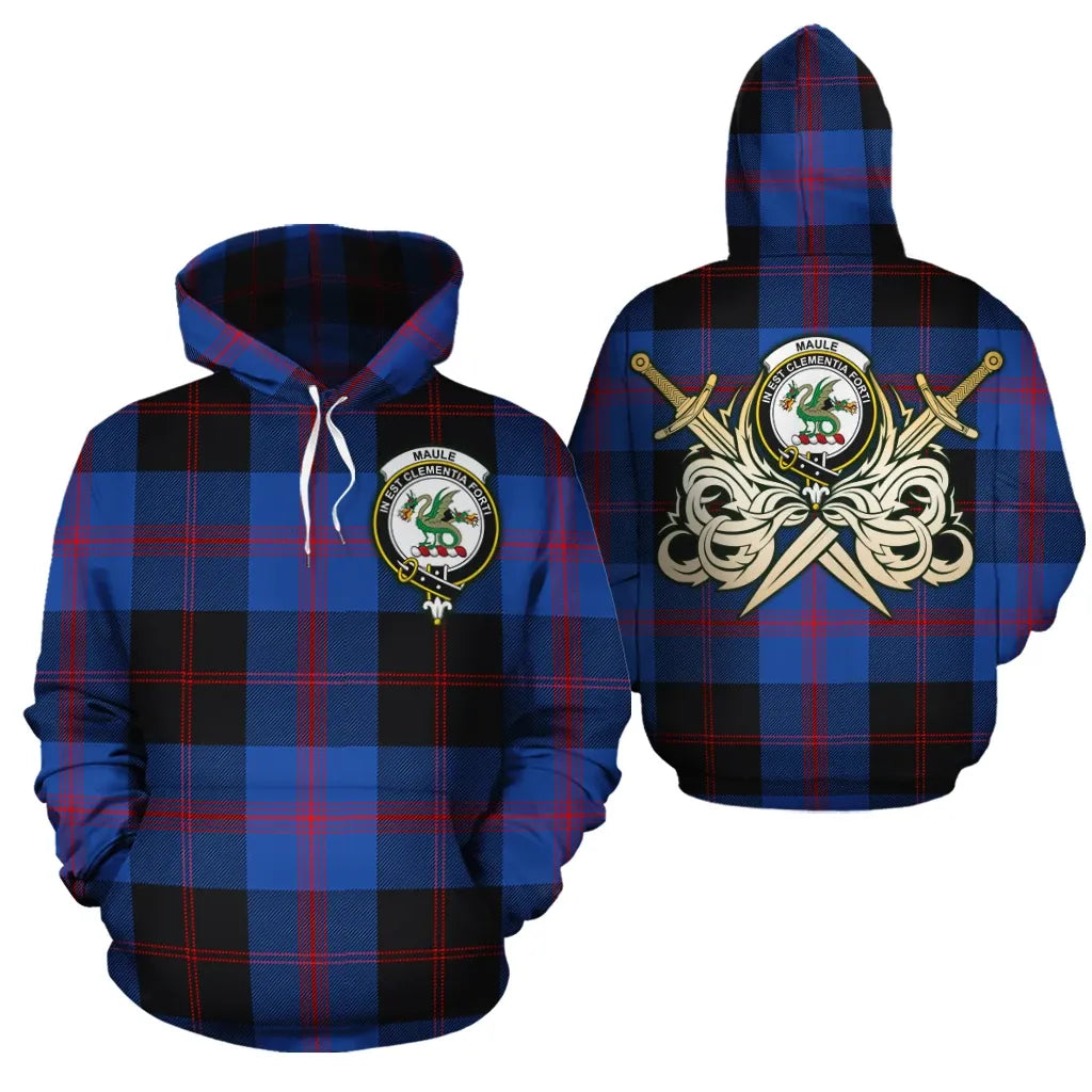 Printivon Maule Clan Crest Tartan Scottish Gold Thistle Hoodie