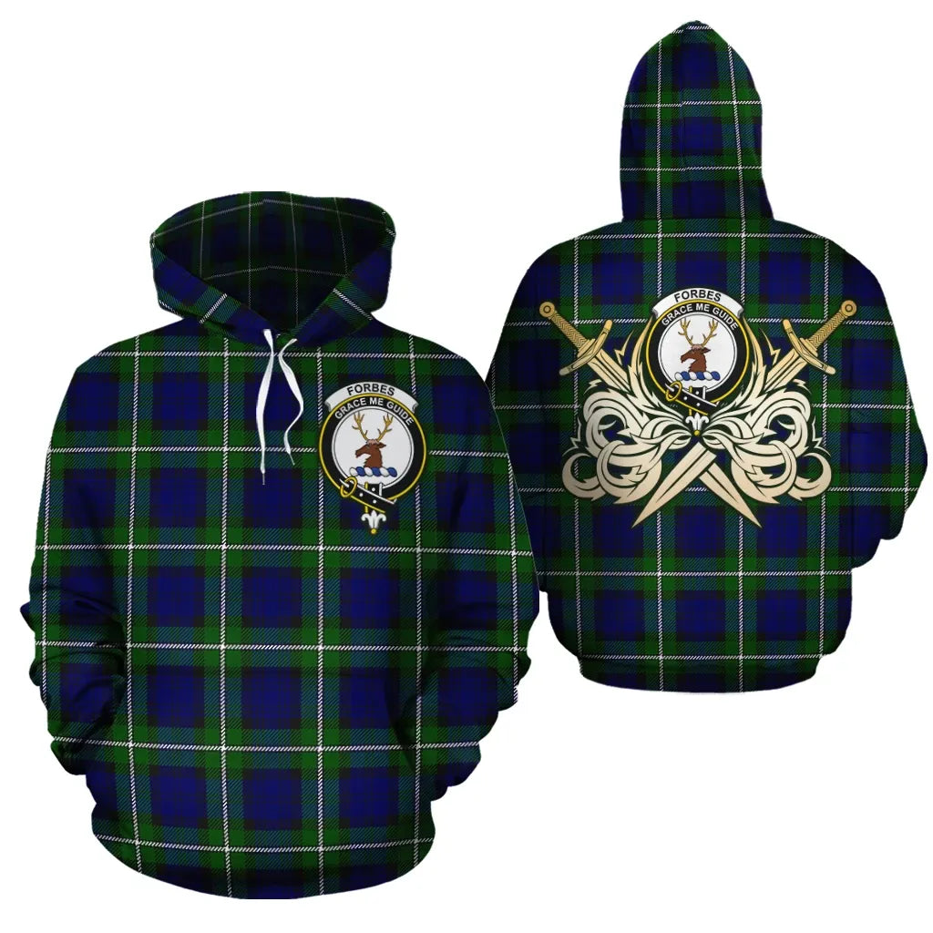 Printivon Forbes Modern Clan Crest Tartan Scottish Gold Thistle Hoodie