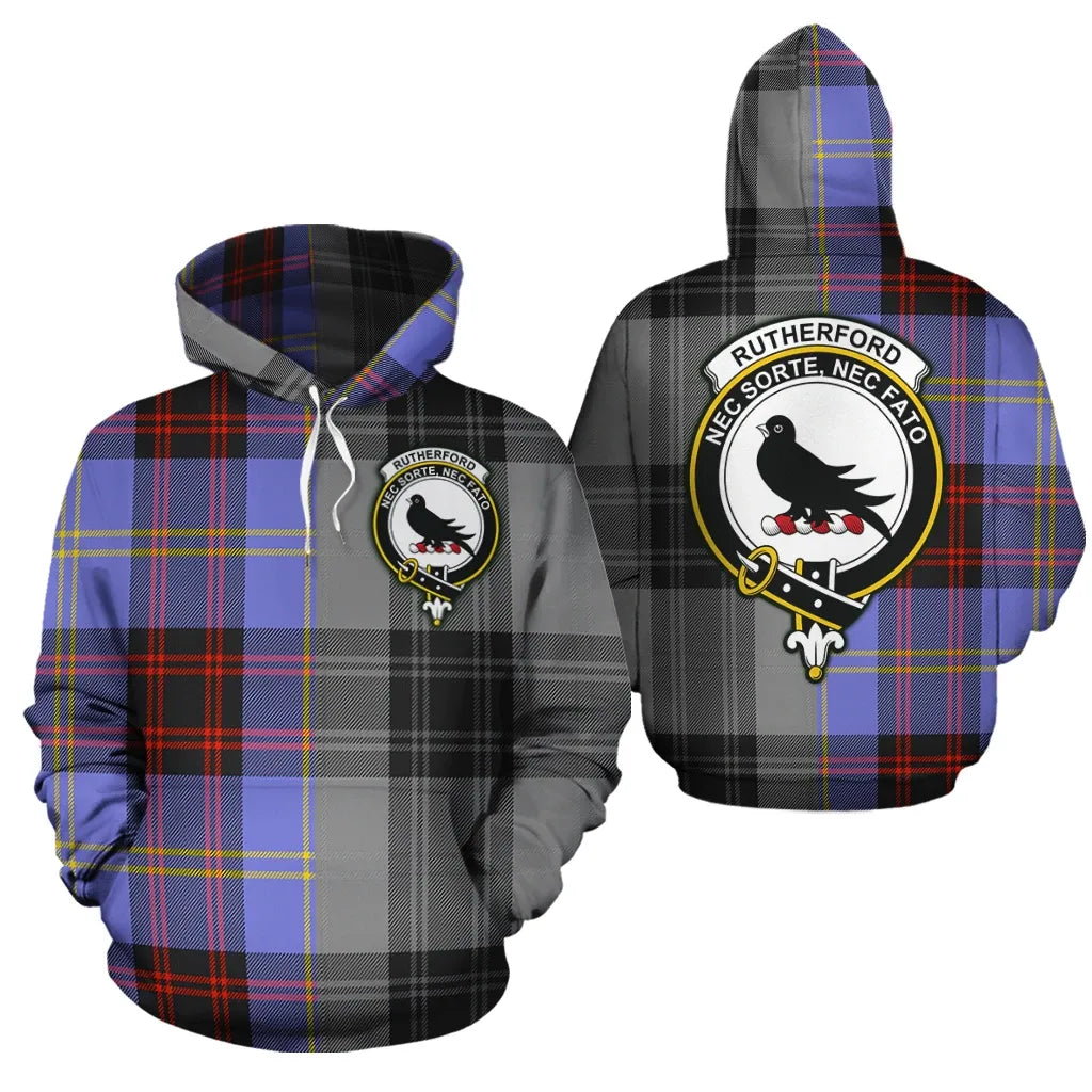 Printivon Rutherford Clan Half Of Me New Version Crest Tartan Hoodie