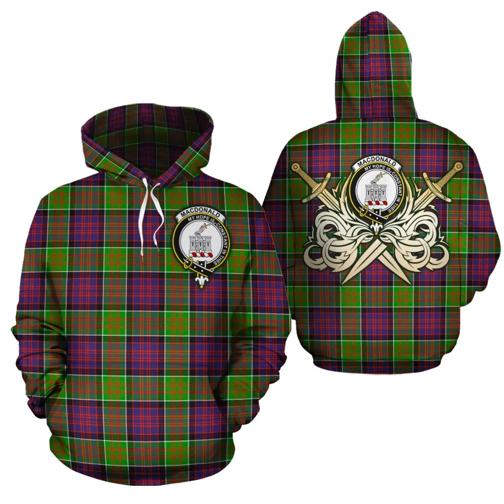 Printivon Macdonald Of Clanranald Clan Crest Tartan Scottish Gold Thistle Hoodie