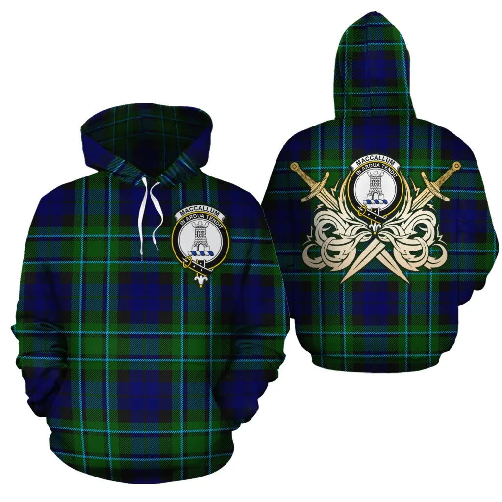 Printivon Maccallum Modern Clan Crest Tartan Scottish Gold Thistle Hoodie