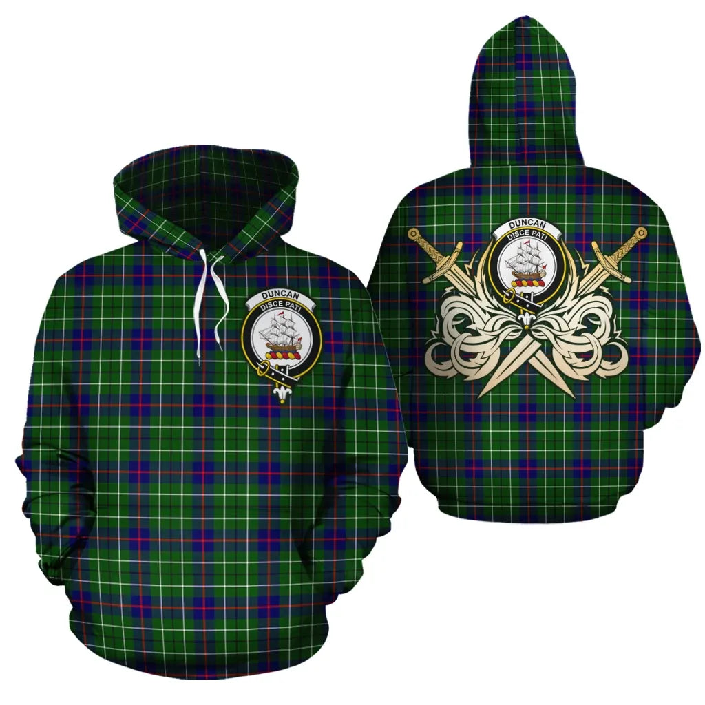 Printivon Duncan Modern Clan Crest Tartan Scottish Gold Thistle Hoodie