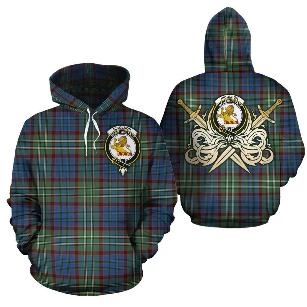 Printivon Nicolson Hunting Ancient Clan Crest Tartan Scottish Gold Thistle Hoodie