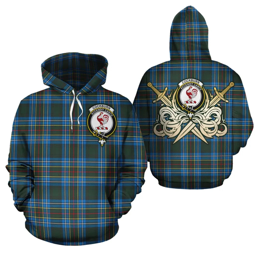 Printivon Cockburn Modern Clan Crest Tartan Scottish Gold Thistle Hoodie