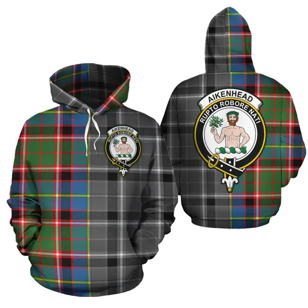 Printivon Aikenhead Clan Half Of Me New Version Crest Tartan Hoodie