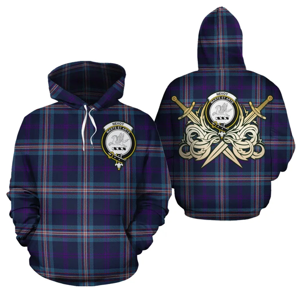 Printivon Nevoy Clan Crest Tartan Scottish Gold Thistle Hoodie