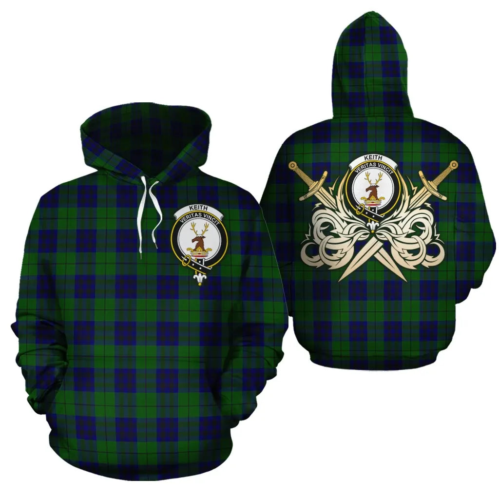 Printivon Keith Modern Clan Crest Tartan Scottish Gold Thistle Hoodie