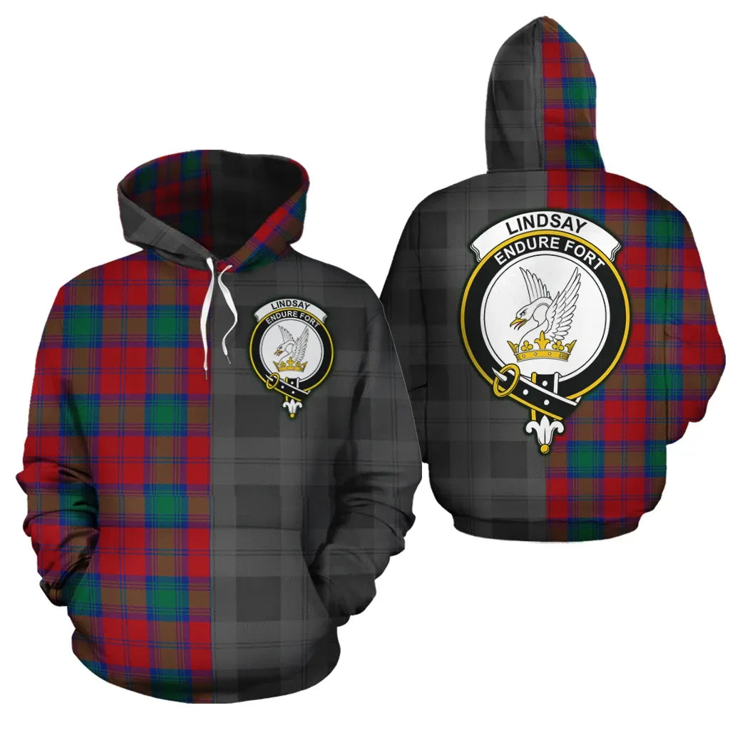 Printivon Lindsay Modern Clan Half Of Me New Version Crest Tartan Hoodie