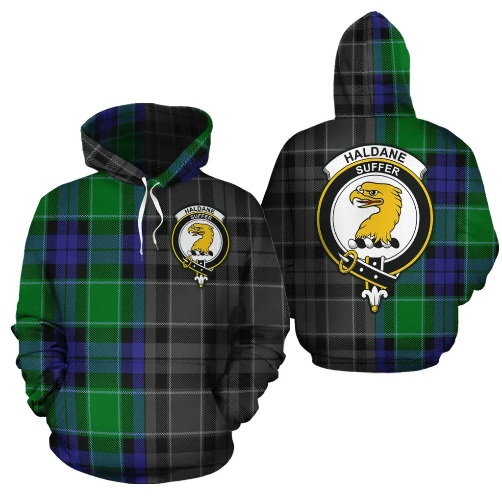 Printivon Haldane Clan Half Of Me New Version Crest Tartan Hoodie