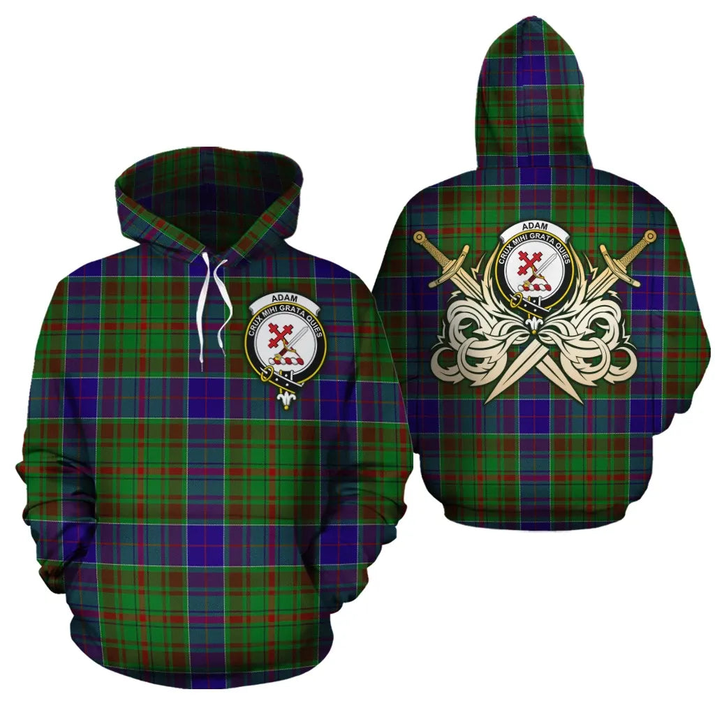 Printivon Adam Clan Crest Tartan Scottish Gold Thistle Hoodie