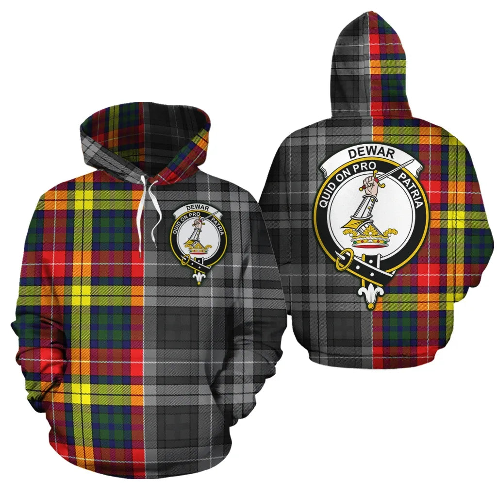 Printivon Dewar Clan Half Of Me New Version Crest Tartan Hoodie