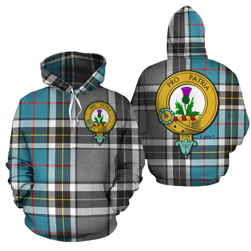 Printivon Thomson Clan Half Of Me New Version Crest Tartan Hoodie