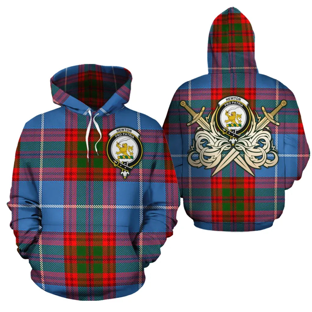 Printivon Newton Clan Crest Tartan Scottish Gold Thistle Hoodie
