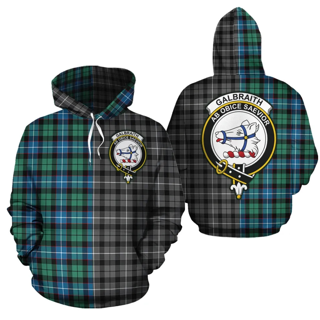 Printivon Galbraith Ancient Clan Half Of Me New Version Crest Tartan Hoodie