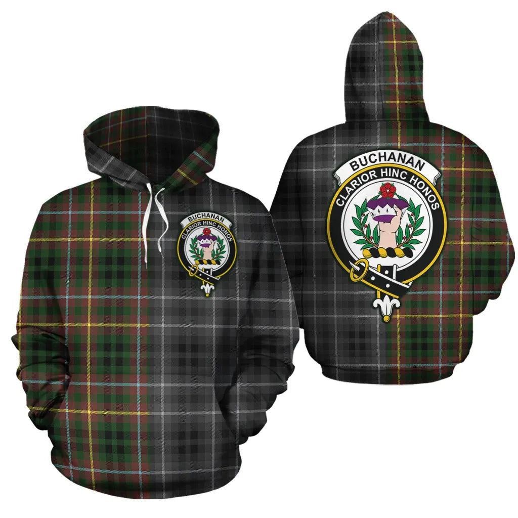 Printivon Buchanan Hunting Clan Half Of Me New Version Crest Tartan Hoodie