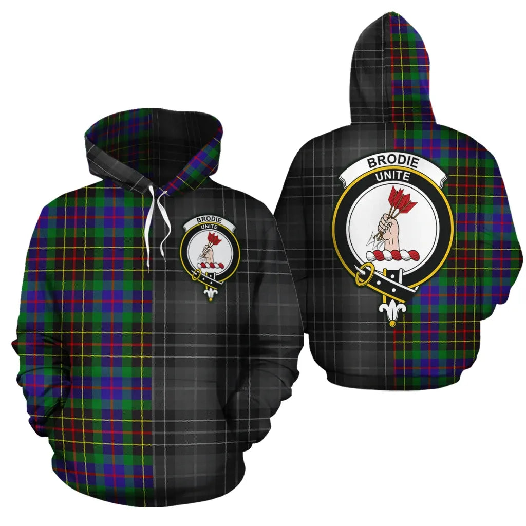 Printivon Brodie Hunting Modern Clan Half Of Me New Version Crest Tartan Hoodie